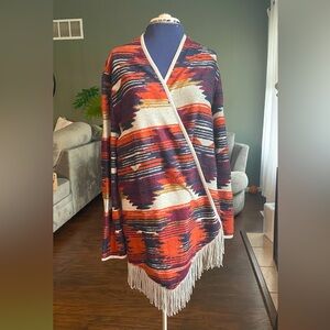 Lucky Brand Fringe Long Cardigan Sweater